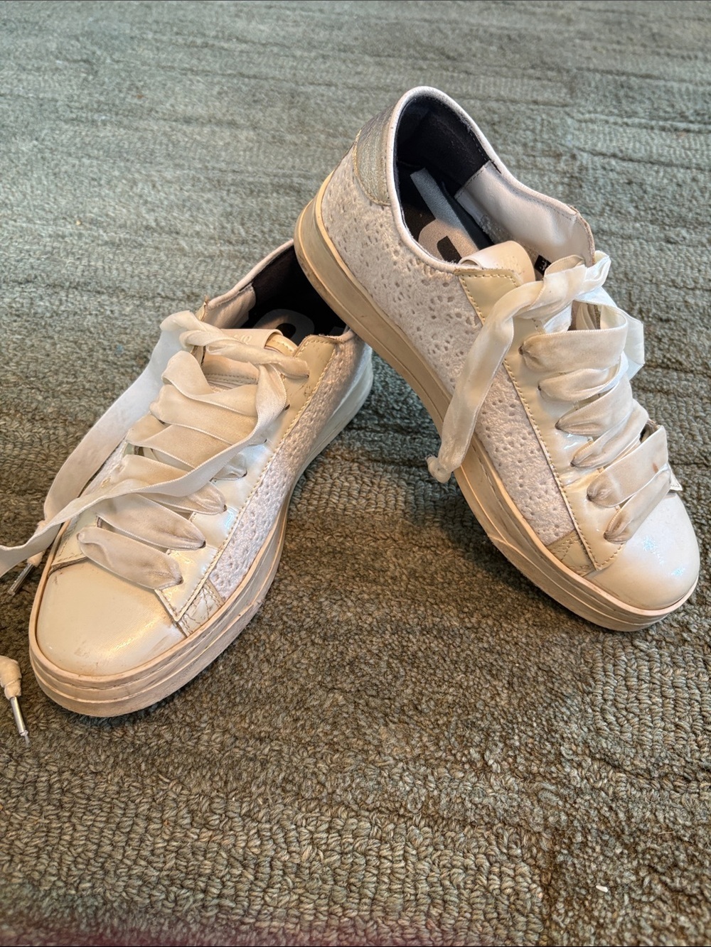 P448 white lace sneaker with ribbon 37